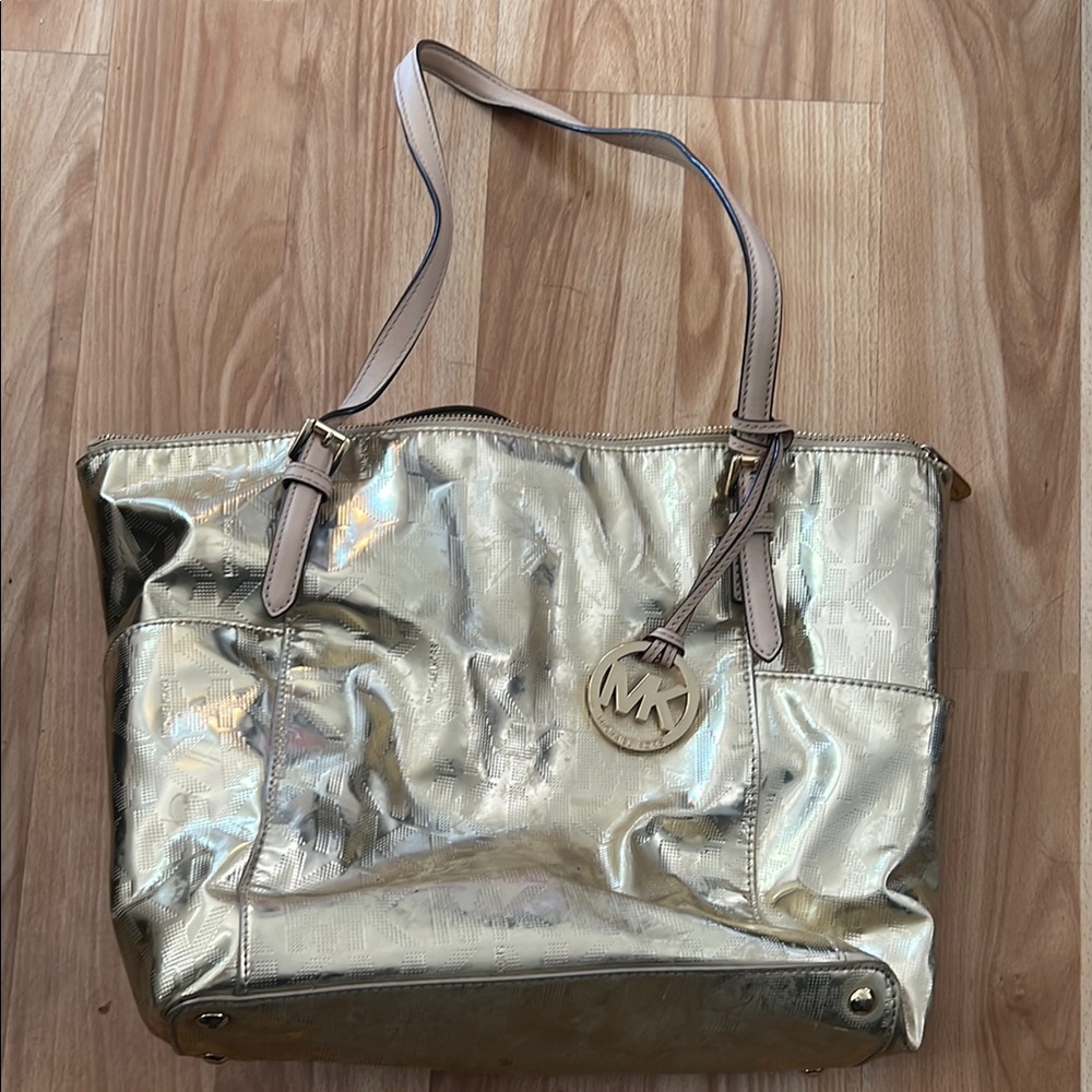 Michael Kors Gold Metallic Tote with Slouchy Design